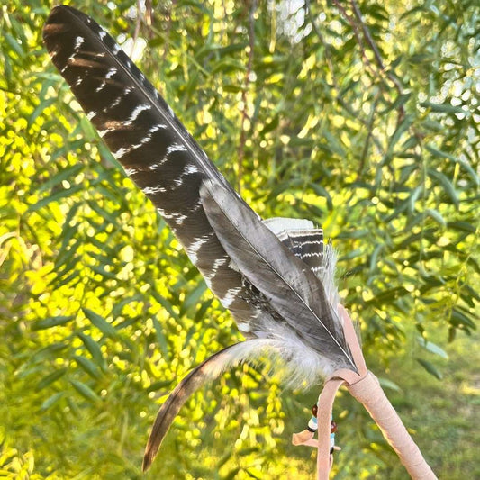 Smudging Feather Wand Single Feather Large - The Crescent Moon