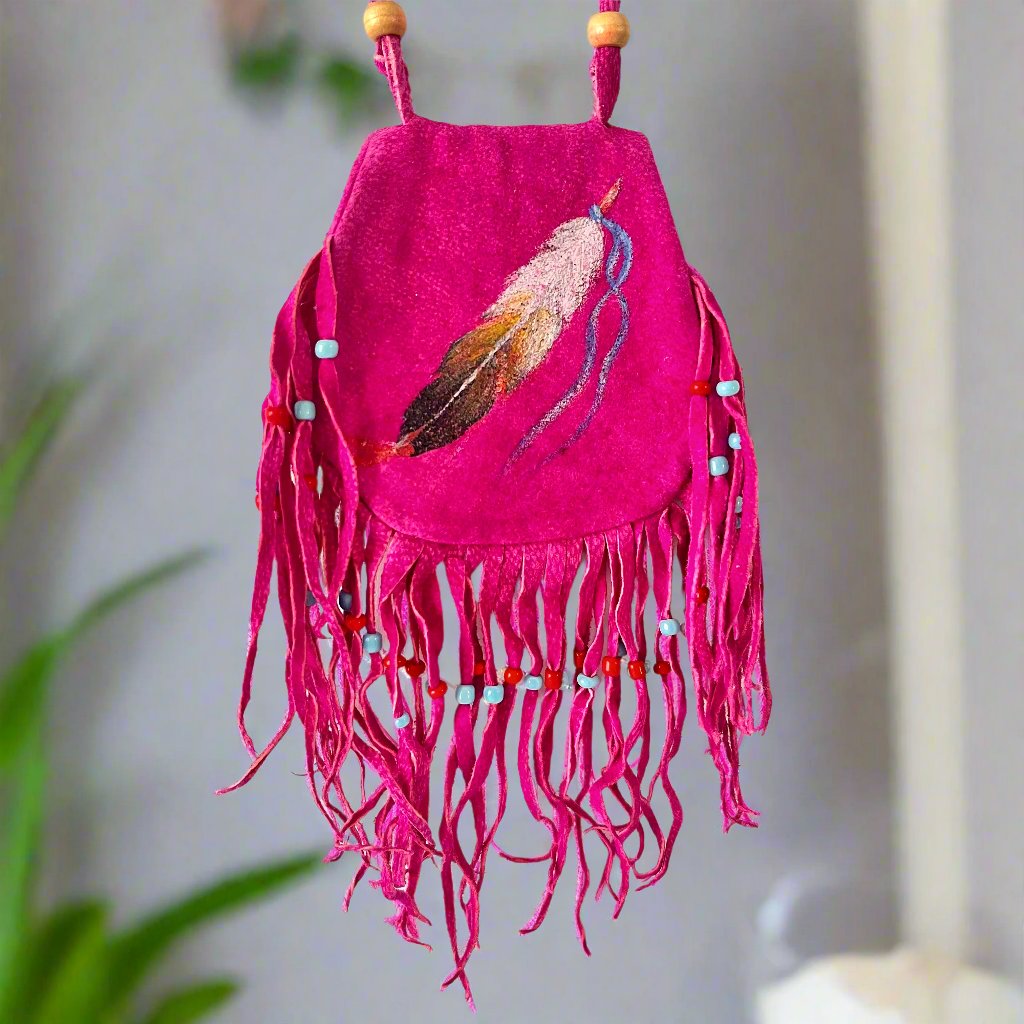 Medicine Crystal Pouch Fuscia Pink - The Crescent Moon