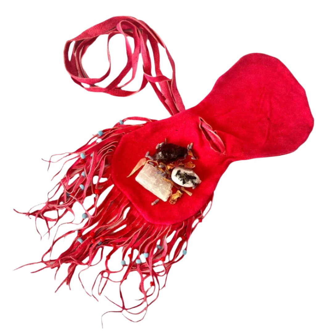 Medicine Crystal Pouch Red - The Crescent Moon