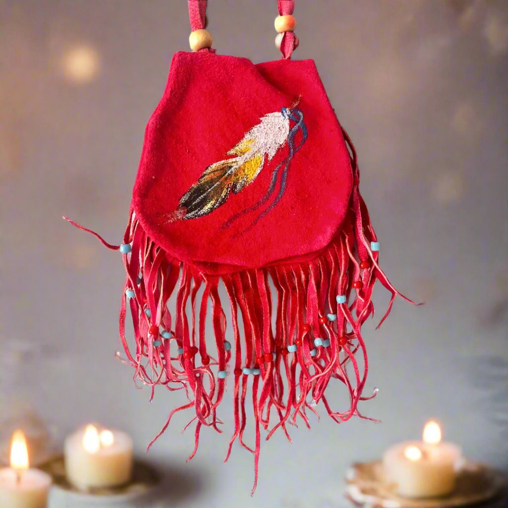 Medicine Crystal Pouch Red - The Crescent Moon
