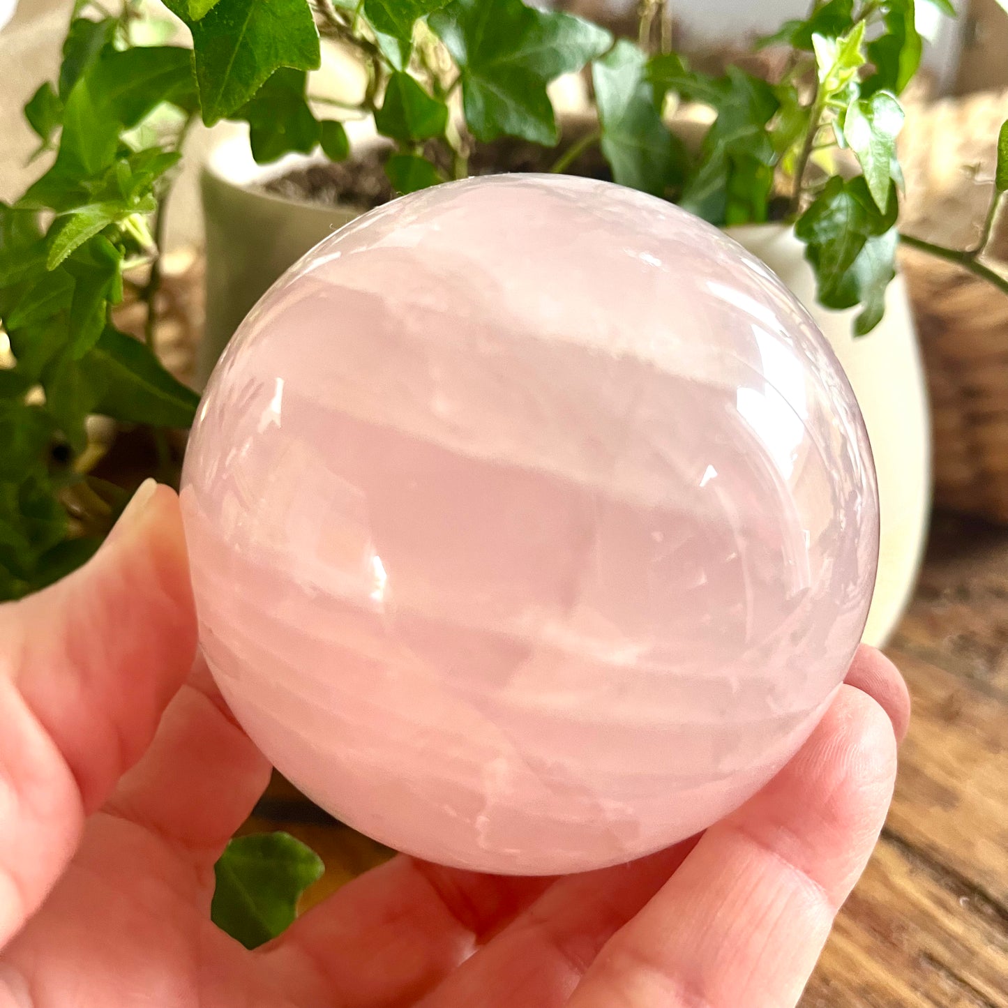 Rose Quartz Crystal Sphere - The Crescent Moon