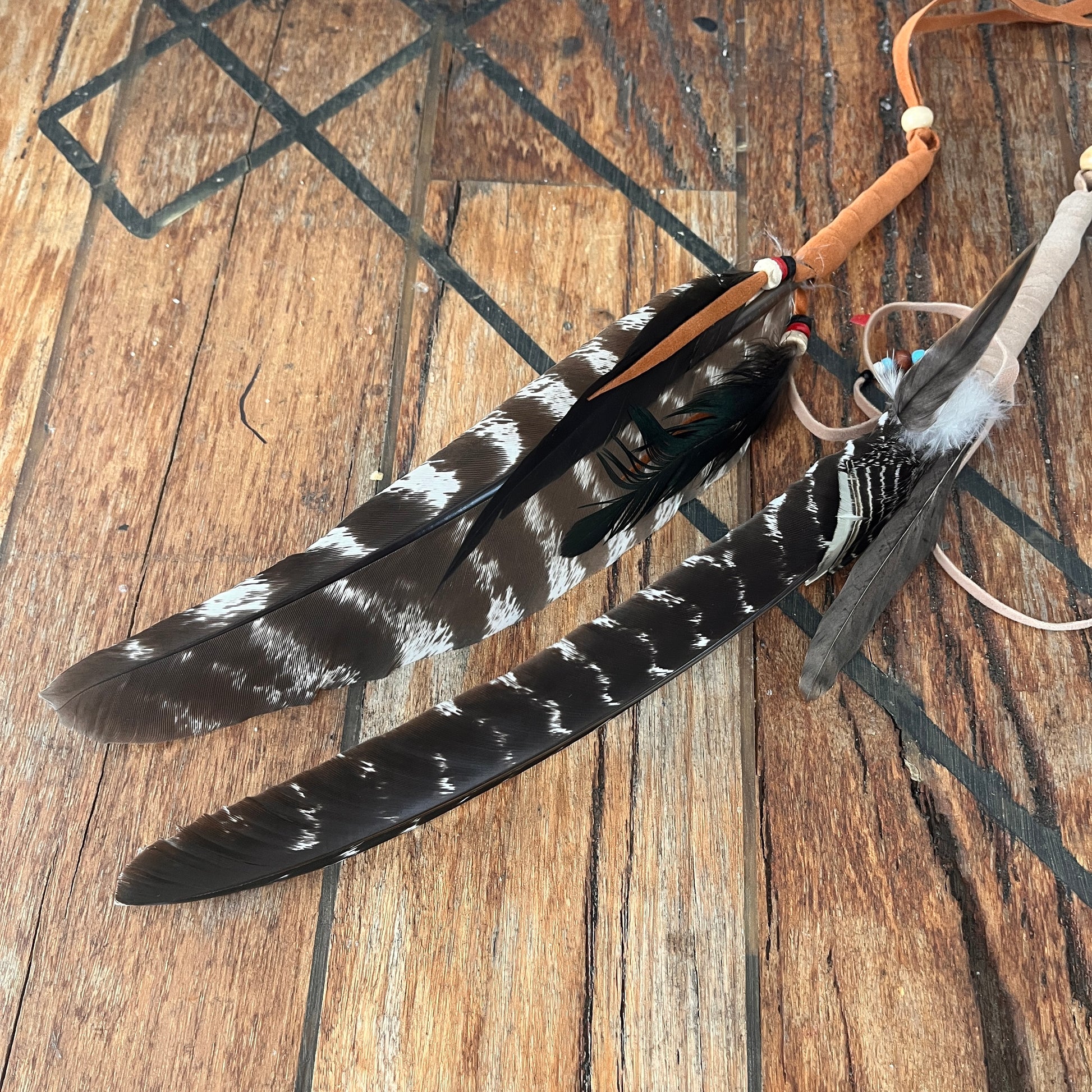 Smudging Feather Wand Single Feather Large - The Crescent Moon