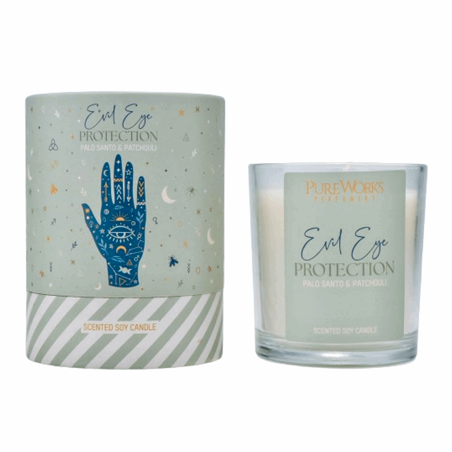 Palo Santo and Patchouli Soy Candle - Evil Eye - The Crescent Moon