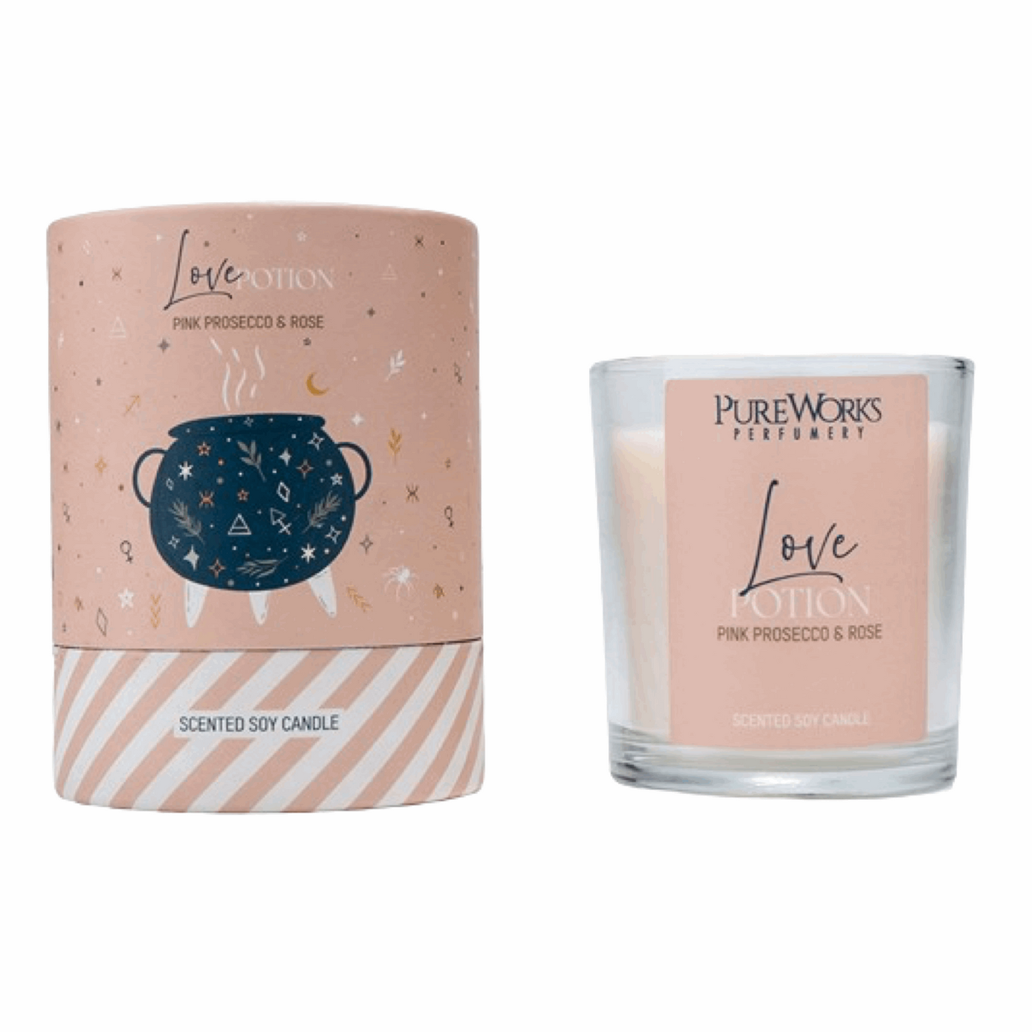 Pink Prosecco and Rose Soy Candle - Love Potion - The Crescent Moon