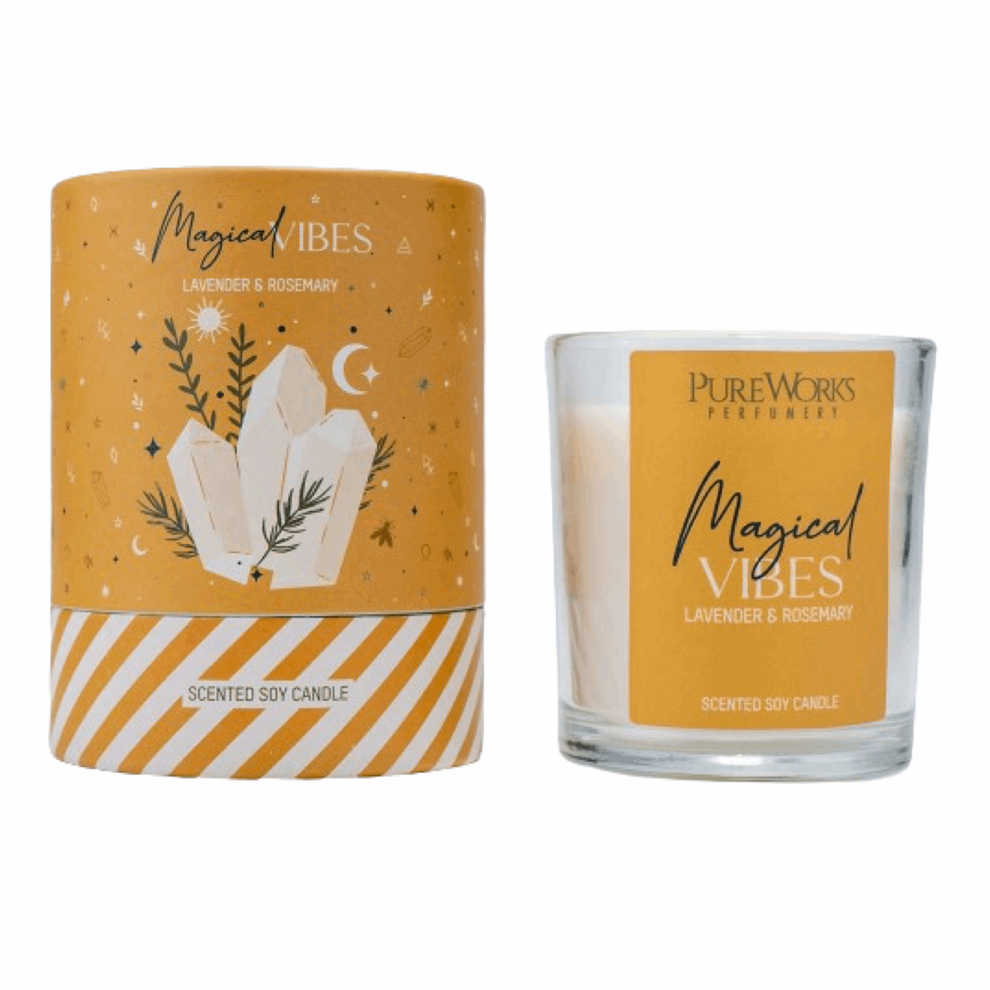 Rosemary and Lavender Soy Candle - Magic Vibes - The Crescent Moon