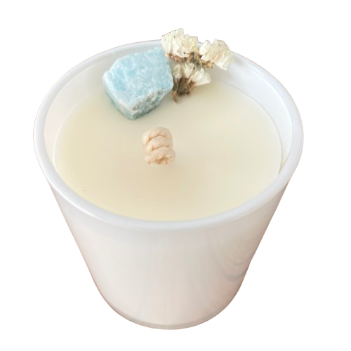 Blue Aragonite Crystal Candle - Communication and Compassion