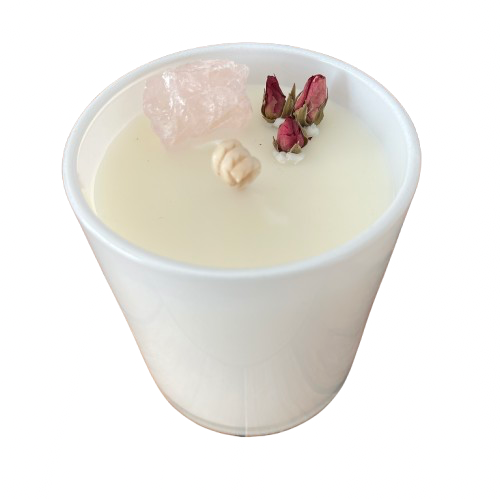 Rose Quartz Crystal Candle - Love and Harmony