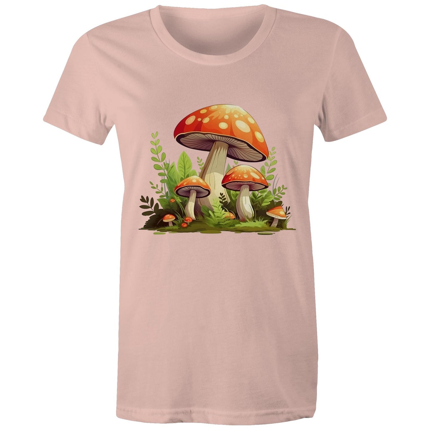 Women's Earthfolk Printed T shirt - Woodland Mushrooms - The Crescent Moon
