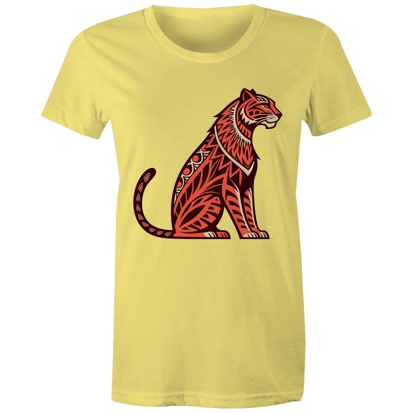 Women's Earthfolk Printed T shirt - Tribal Tiger - The Crescent Moon