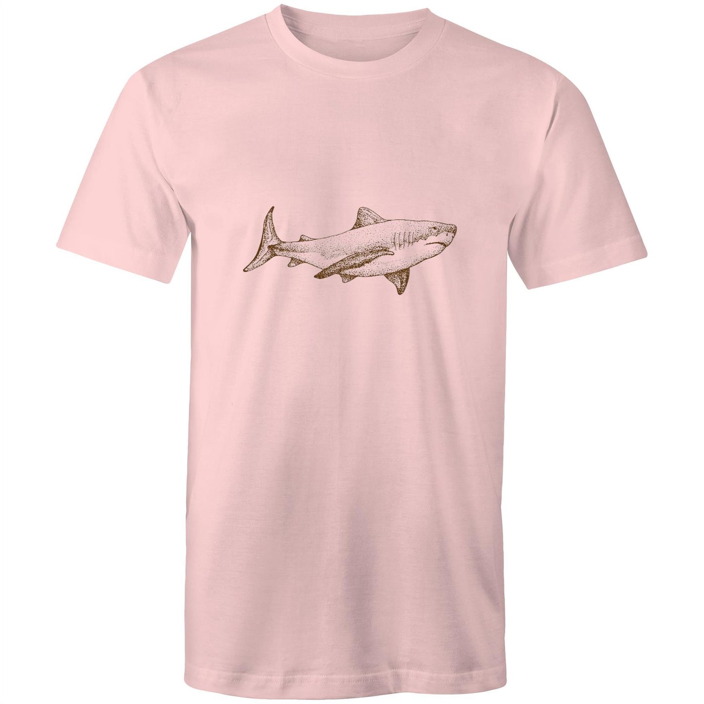 Earthfolk Printed T shirt - Mens Relaxed Fit - Sepia Shark - The Crescent Moon