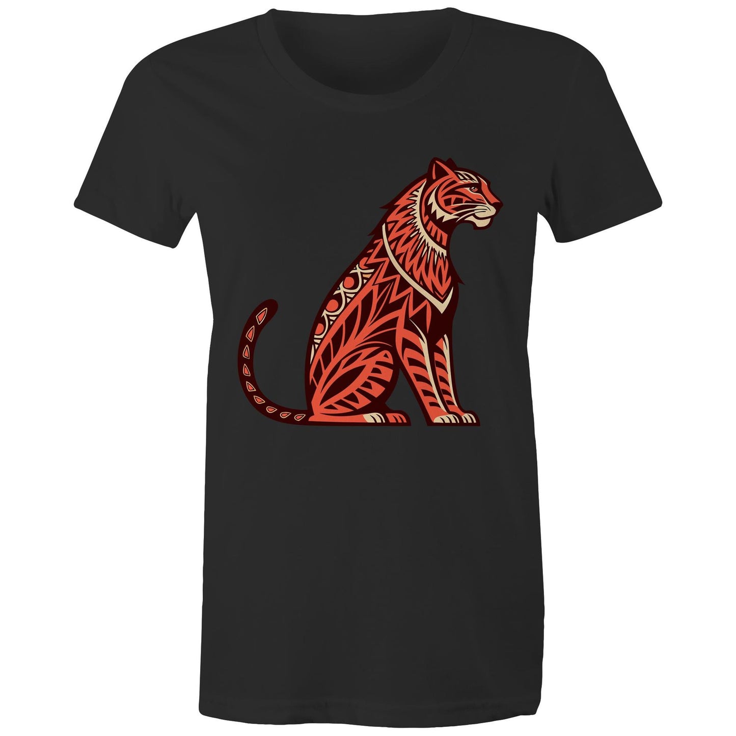 Women's Earthfolk Printed T shirt - Tribal Tiger - The Crescent Moon