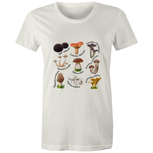 Earthfolk Printed Tshirt - Womens Relaxed Fit - Mushrooms - The Crescent Moon