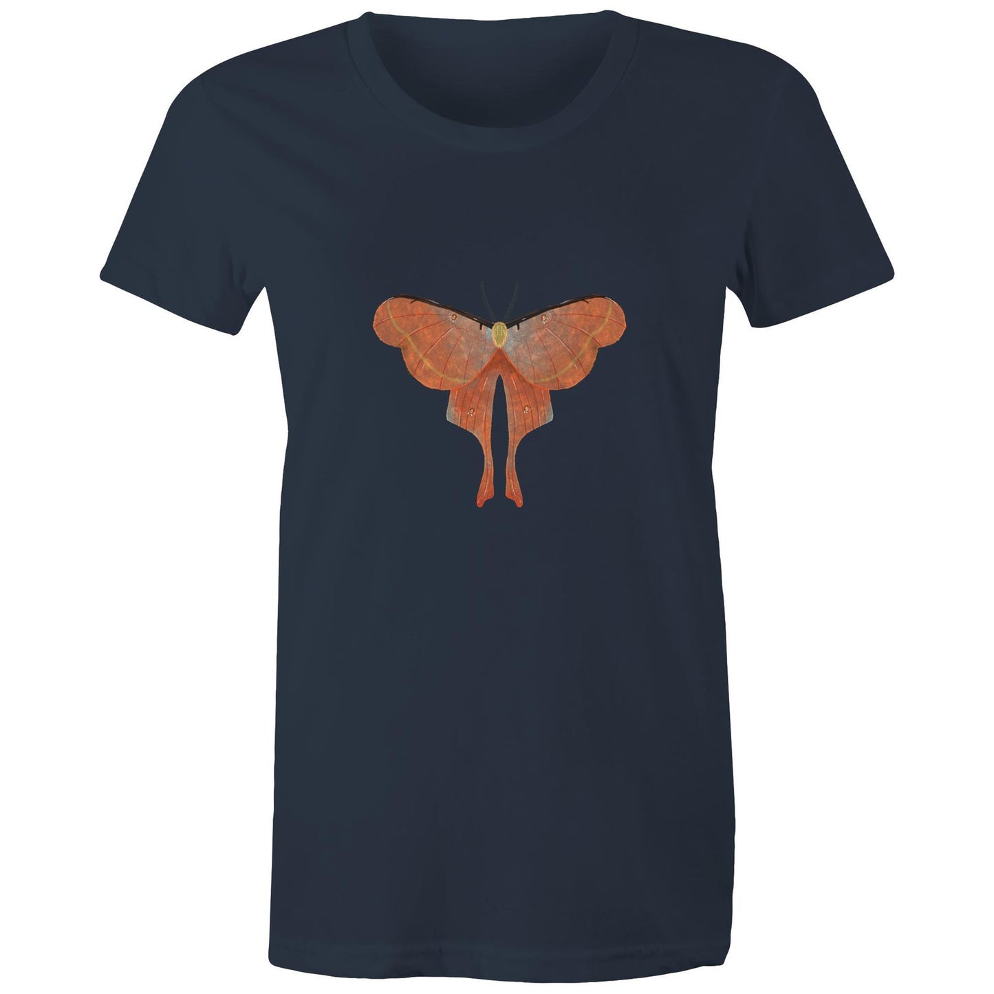 Earthfolk Printed T shirt - Women's Relaxed Fit - Orange Moth