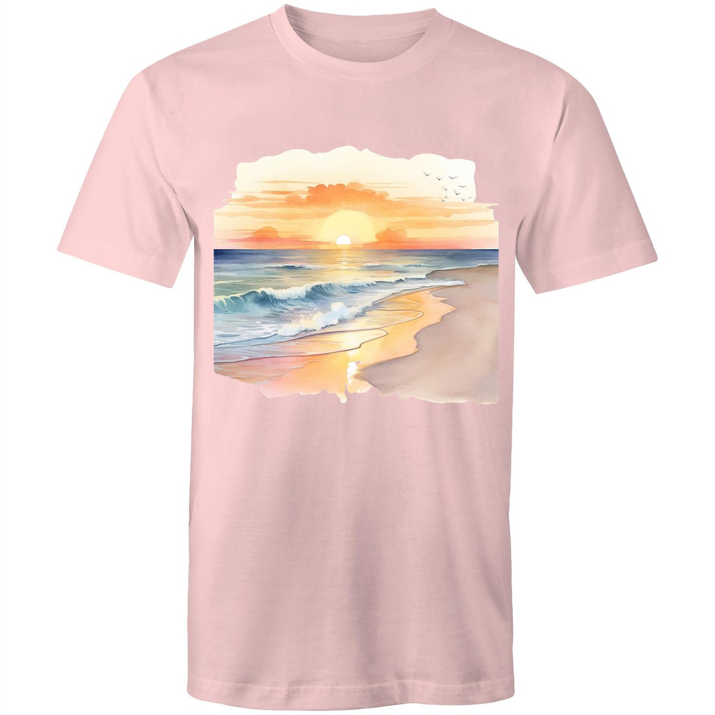 Men's Earthfolk Printed T shirt - Water colour Sunset - The Crescent Moon