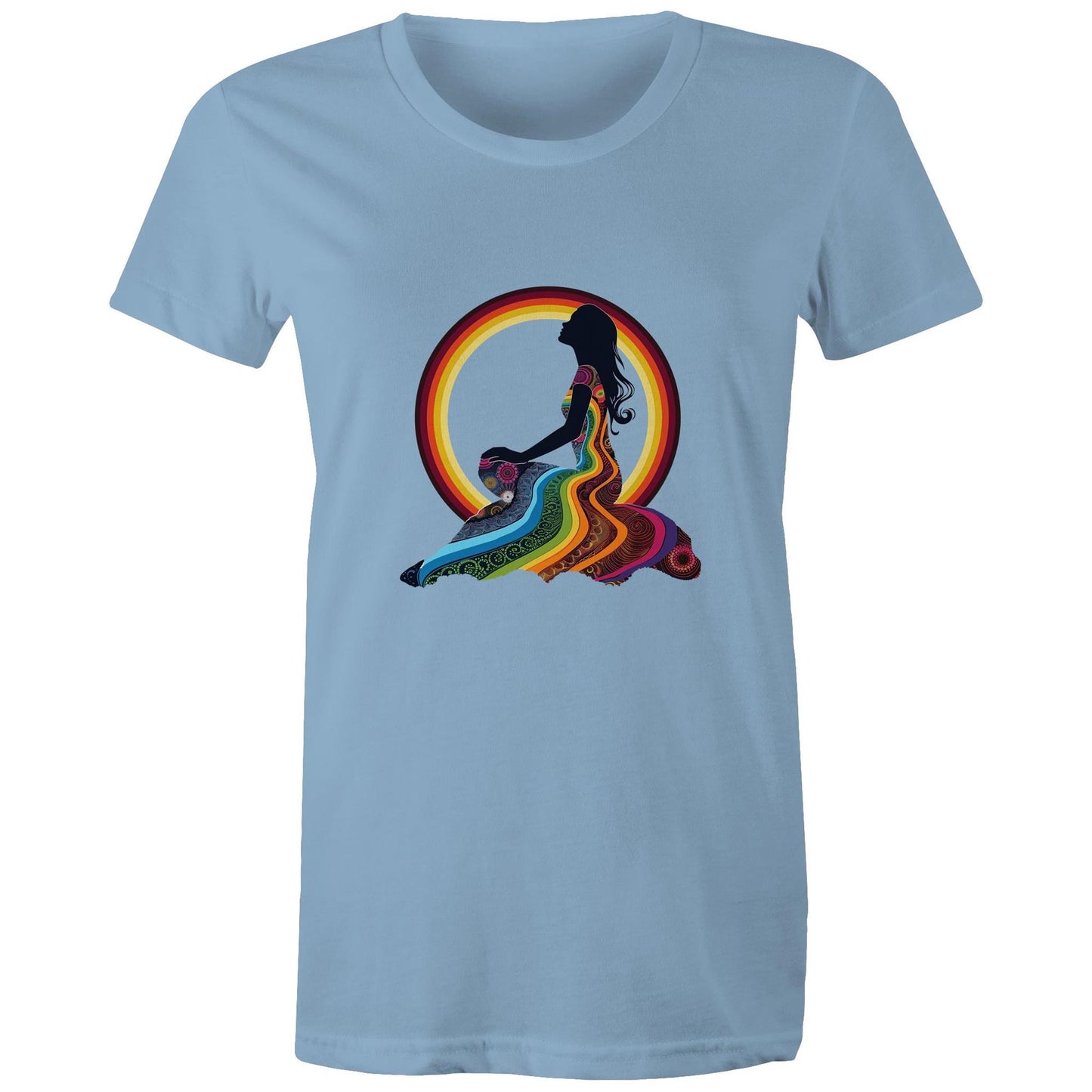 Women's Earthfolk T shirt - Feel the Rainbow - The Crescent Moon