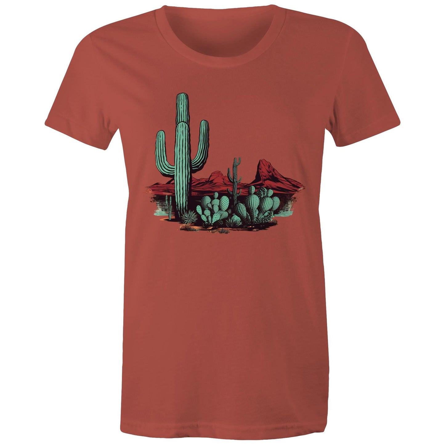 Women's Earthfolk T shirt - Cactus Desert - The Crescent Moon