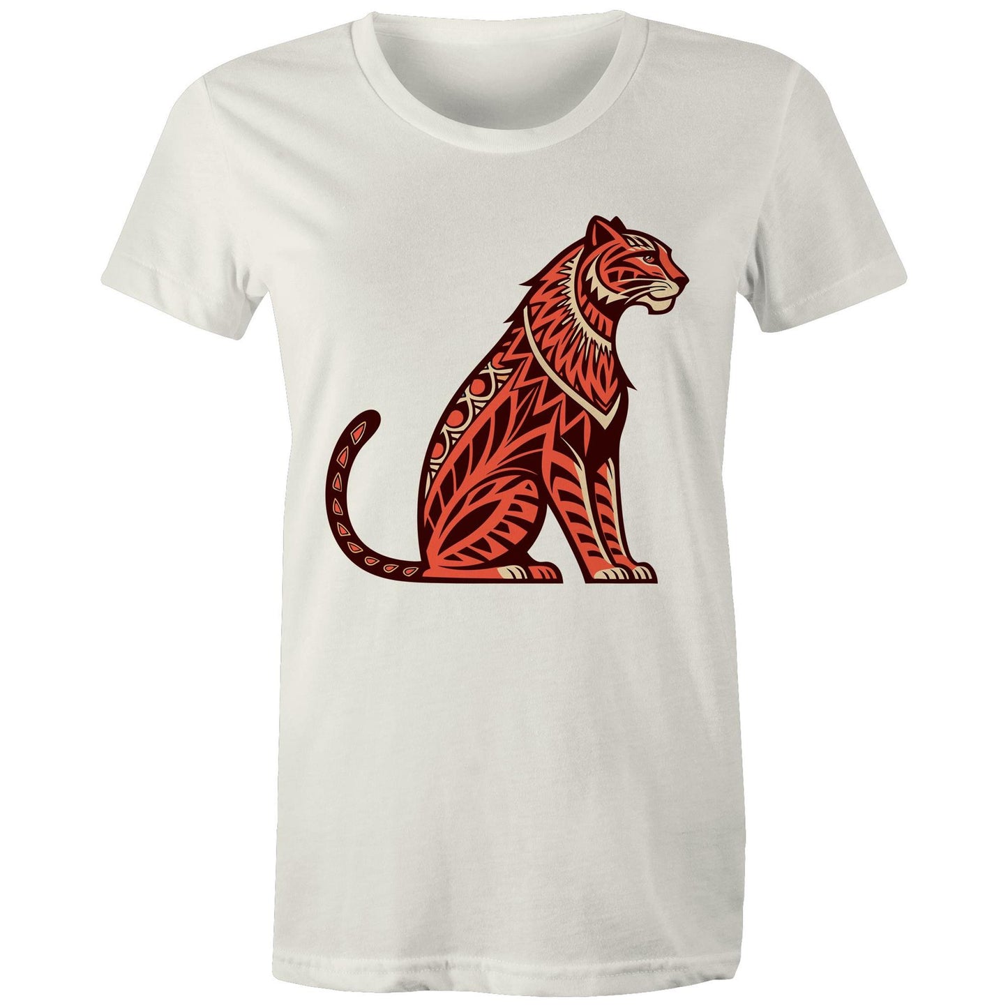 Women's Earthfolk Printed T shirt - Tribal Tiger - The Crescent Moon