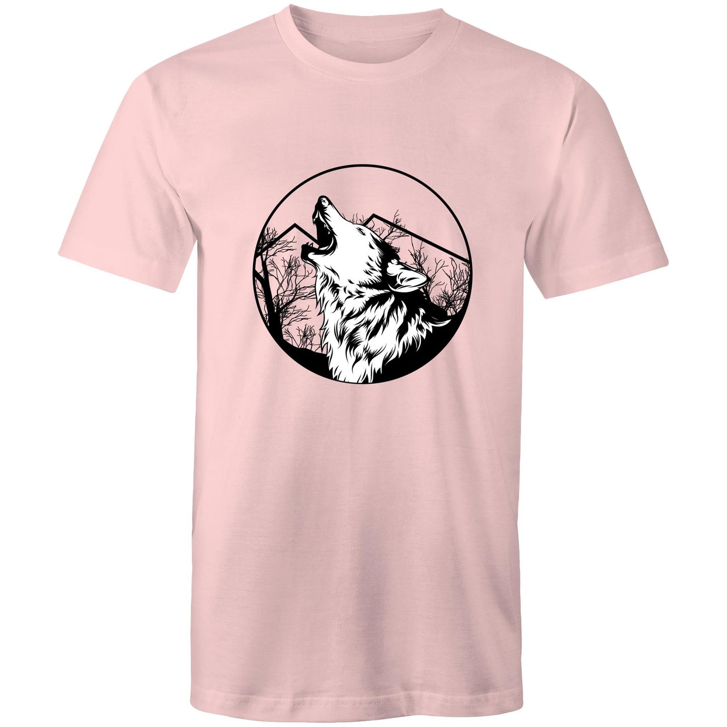 Men's Earthfolk Printed T shirt - Howling Wolf - The Crescent Moon