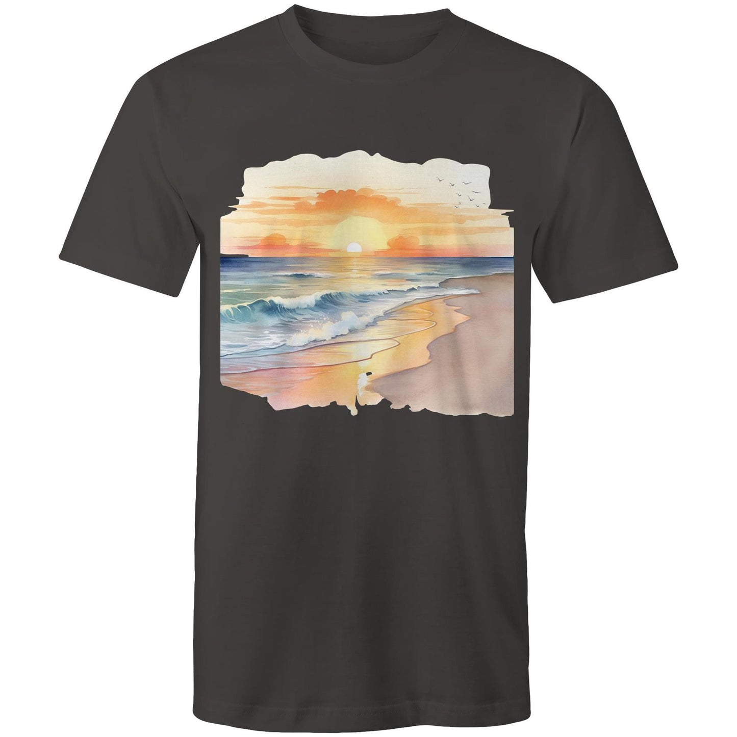 Men's Earthfolk Printed T shirt - Water colour Sunset - The Crescent Moon
