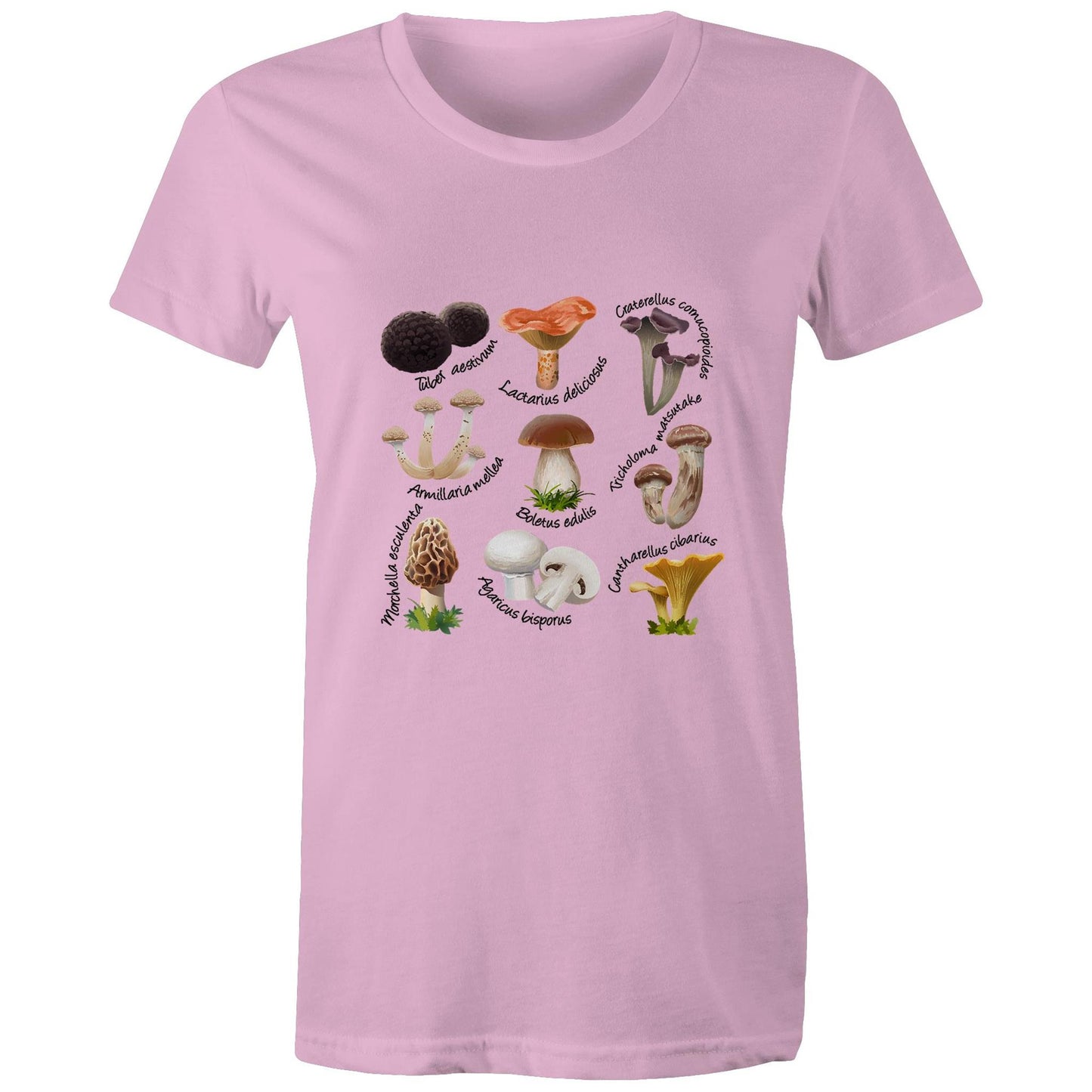Earthfolk Printed Tshirt - Womens Relaxed Fit - Mushrooms - The Crescent Moon