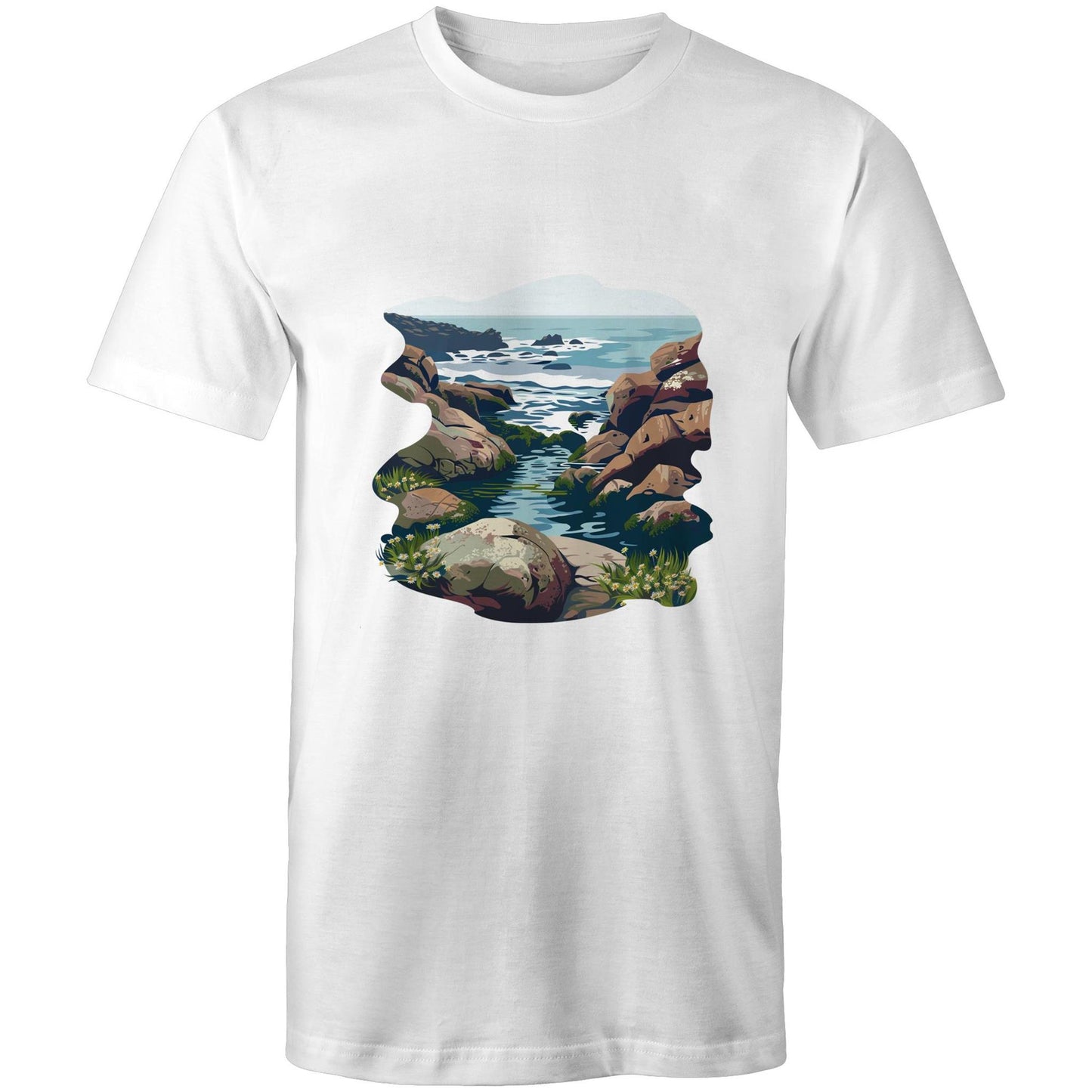 Earthfolk Printed T shirt - Mens Relaxed Fit - Rock Pool Rambles - The Crescent Moon