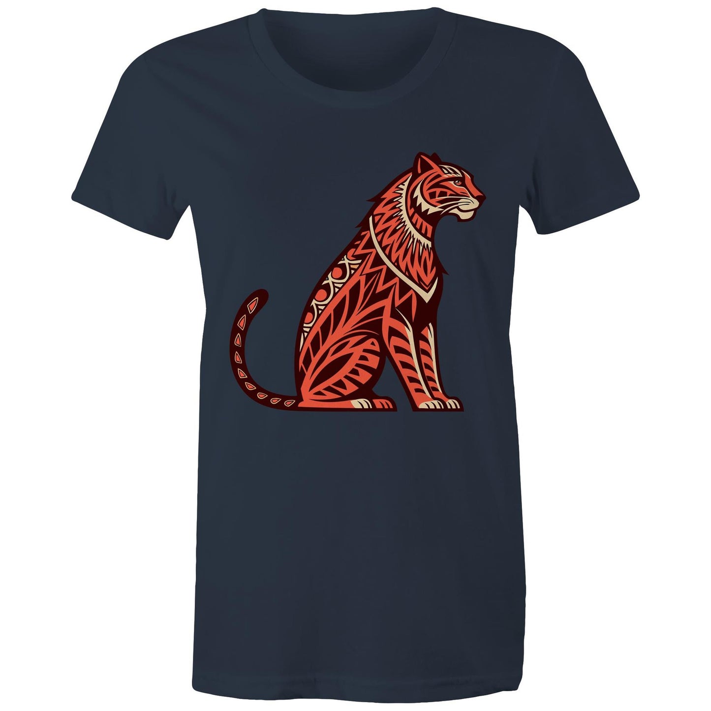 Women's Earthfolk Printed T shirt - Tribal Tiger - The Crescent Moon