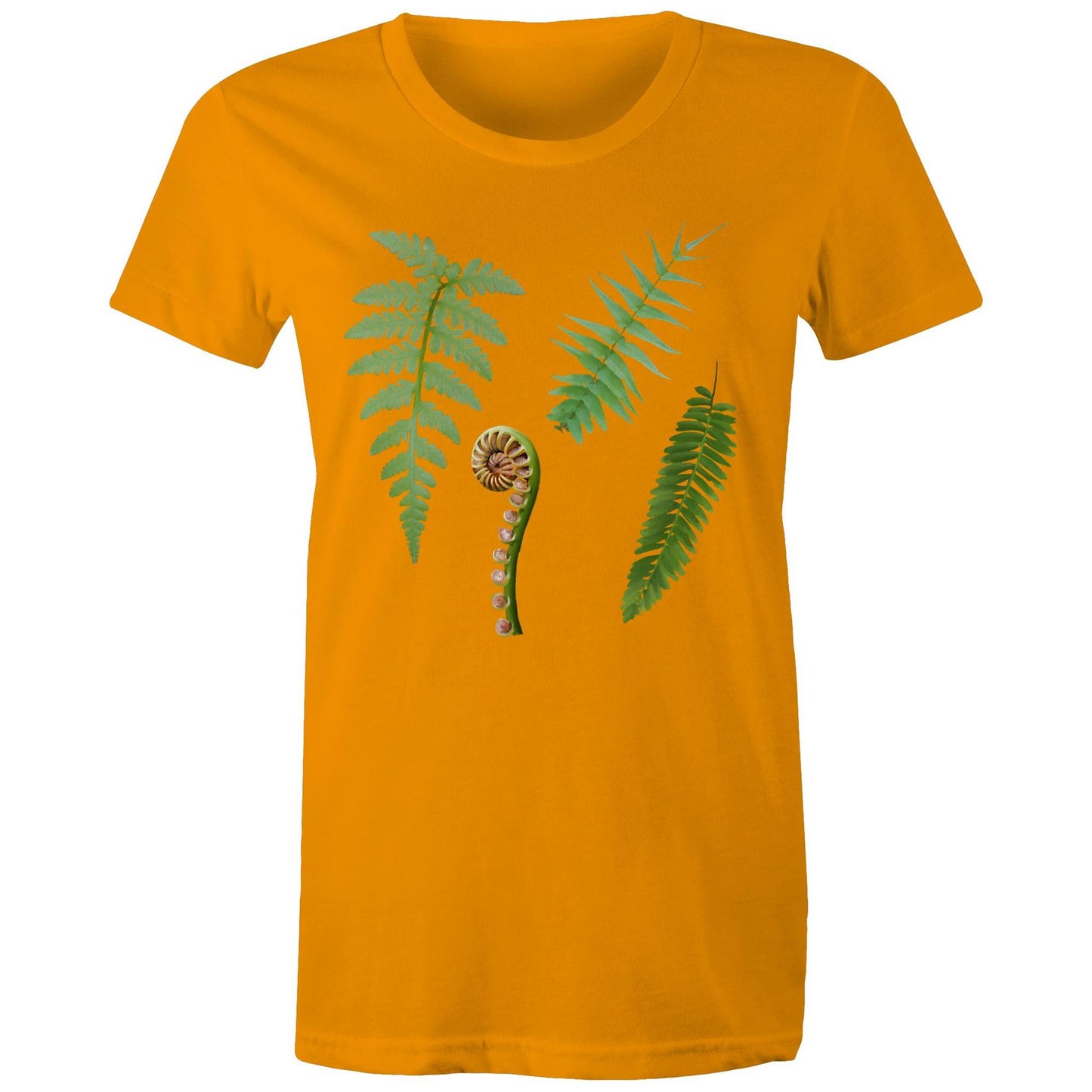 Women's Earthfolk T shirt -Ferns - The Crescent Moon