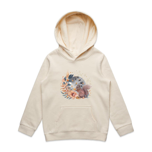 Kid's Earthfolk Hoodie - Watercolour Squirrel - The Crescent Moon
