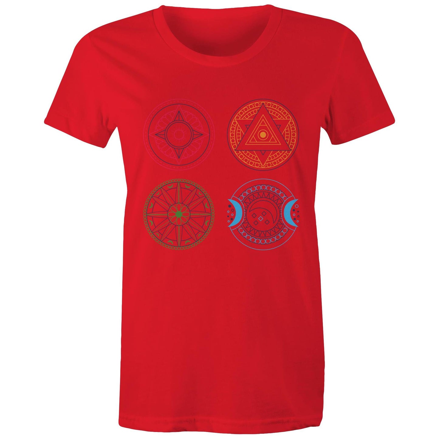 Women's Earthfolk Printed T shirt - Esoteric Mandala - The Crescent Moon