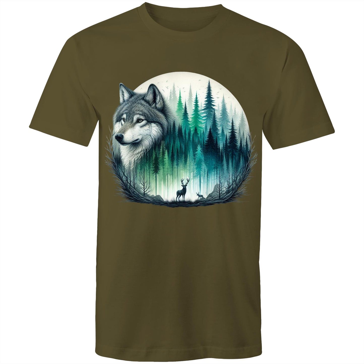 Men's Earthfolk T shirt - Wolf Landscape - The Crescent Moon