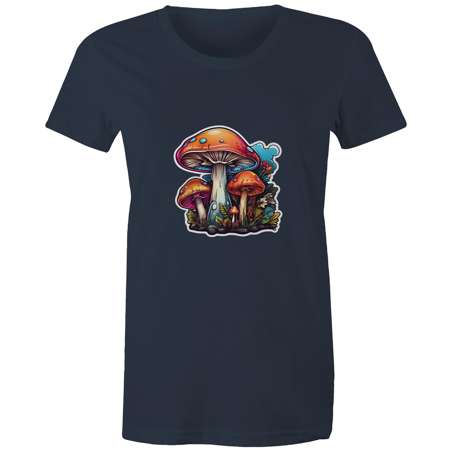 Earthfolk Printed T Shirt - Womens Relaxed Fit - Colourful Mushroom