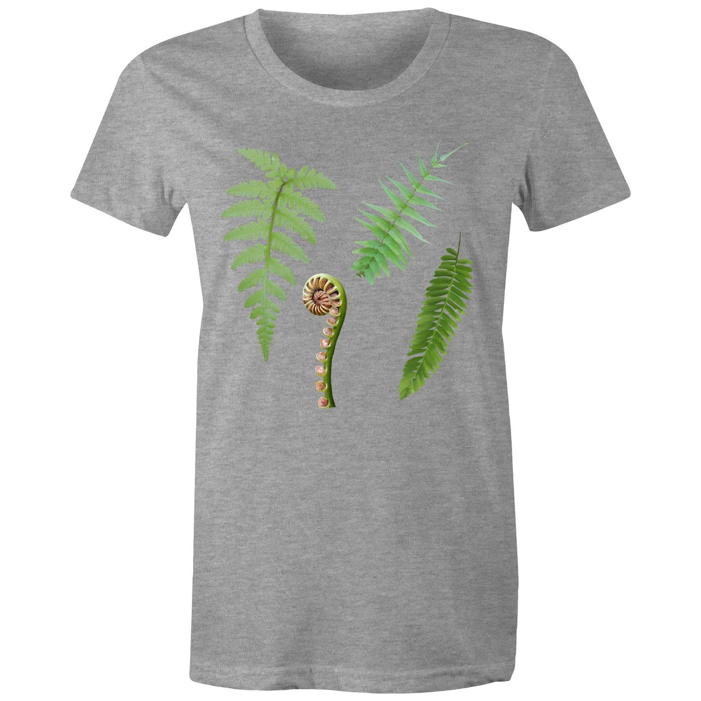 Women's Earthfolk T shirt -Ferns - The Crescent Moon