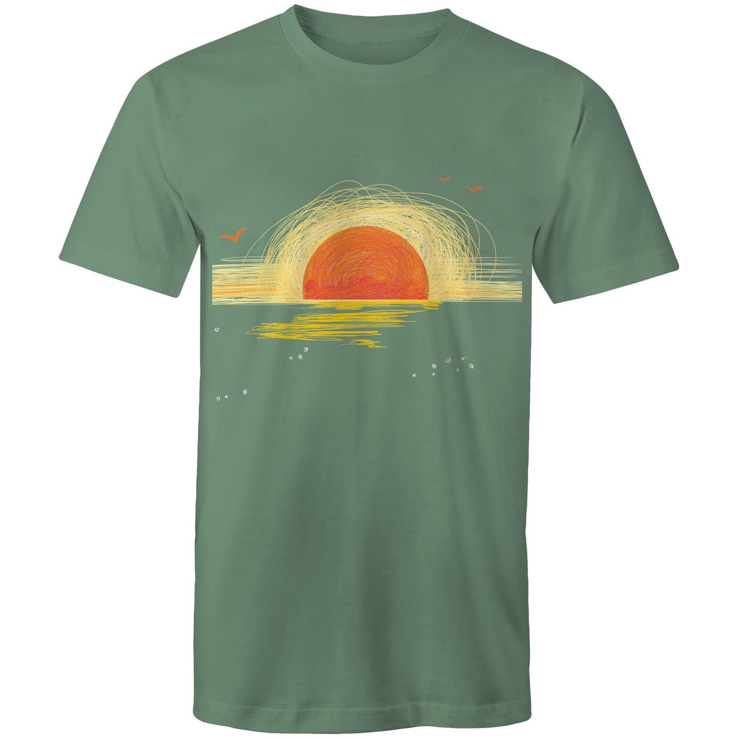 Earthfolk Printed T Shirt - Mens Relaxed Fit - Sunrise Sketch - The Crescent Moon