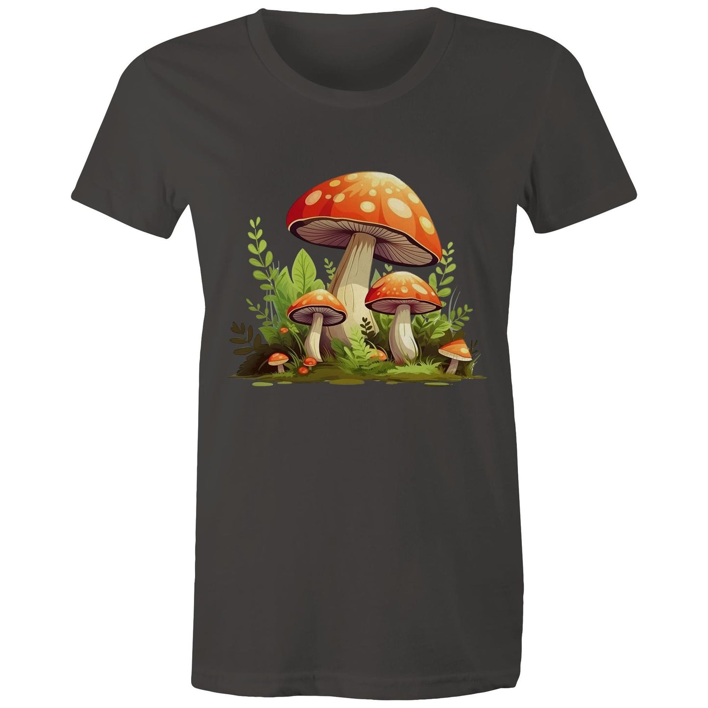 Women's Earthfolk Printed T shirt - Woodland Mushrooms - The Crescent Moon