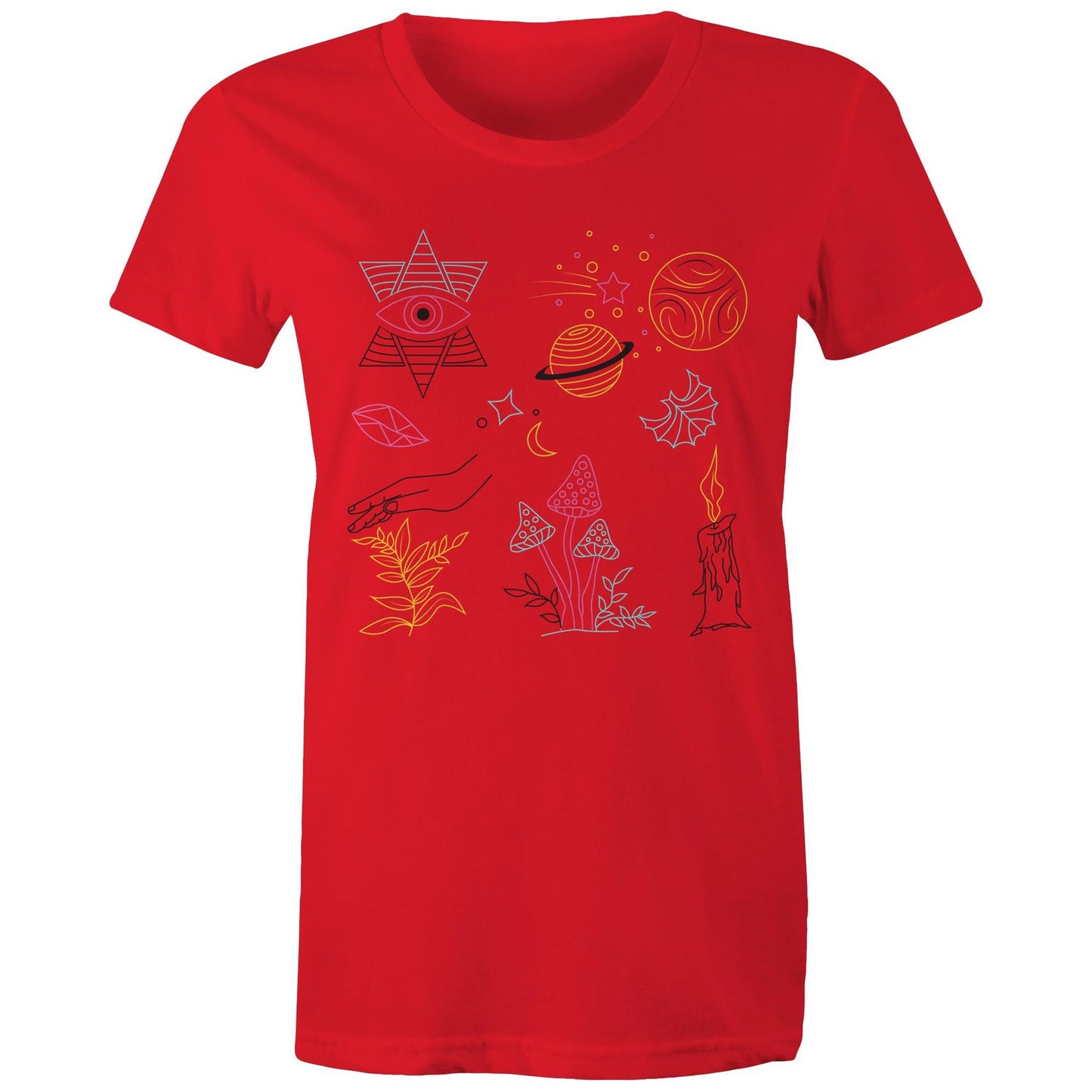 Women's Earthfolk T shirt - Mystic Symbols - The Crescent Moon