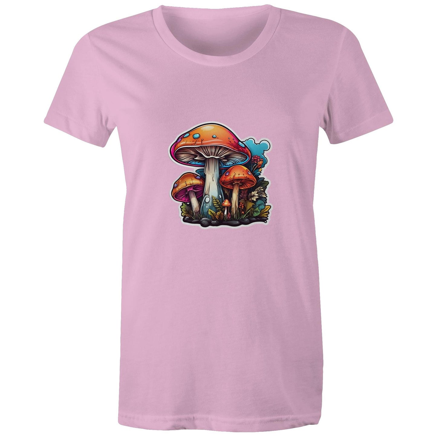Earthfolk Printed T Shirt - Womens Relaxed Fit - Colourful Mushroom