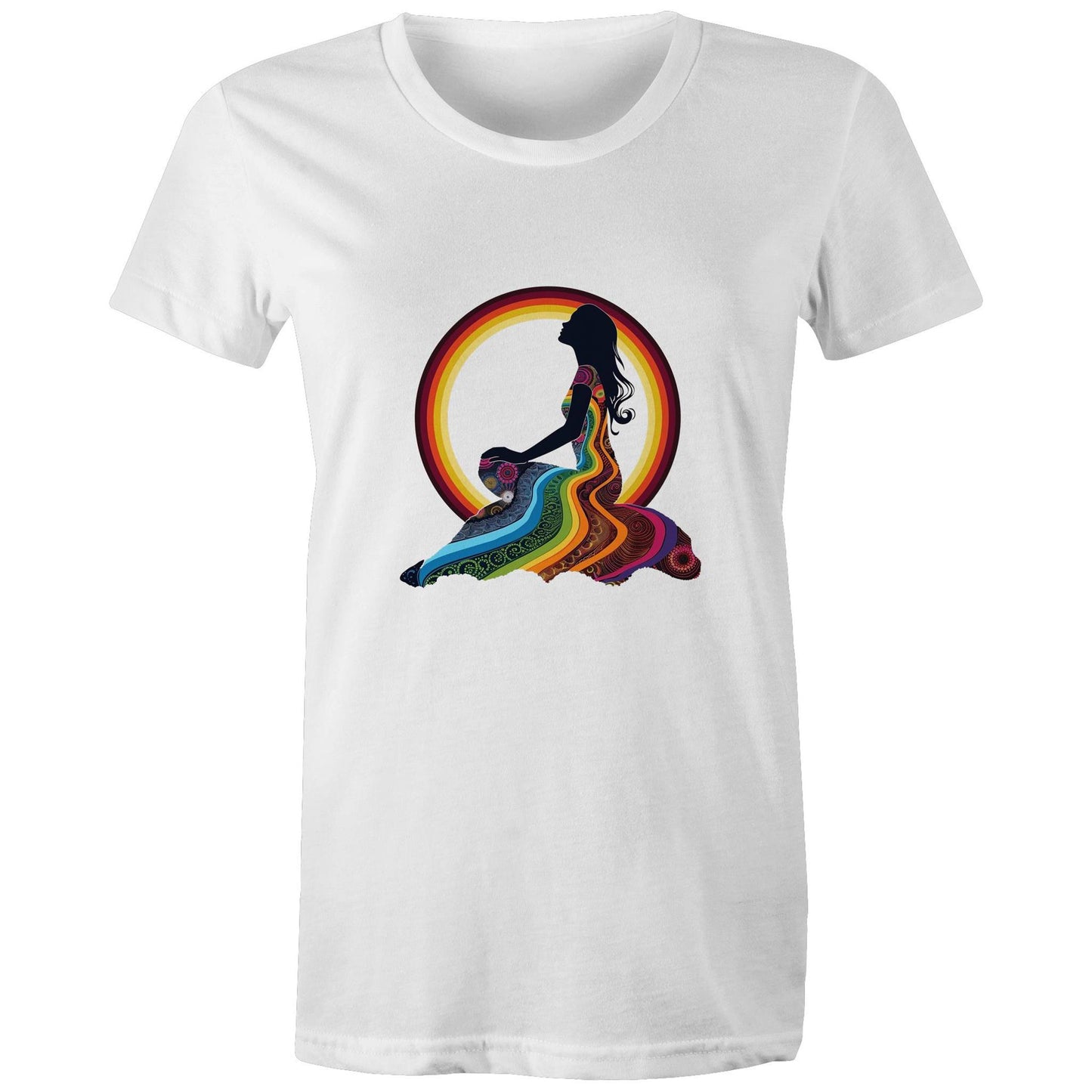 Women's Earthfolk T shirt - Feel the Rainbow - The Crescent Moon