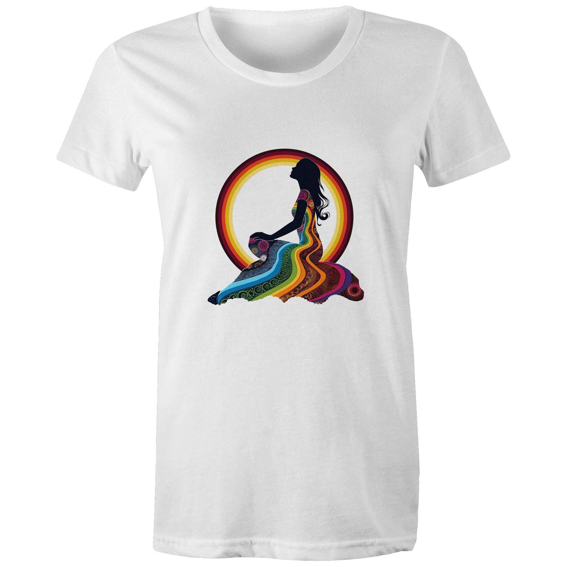 Women's Earthfolk T shirt - Feel the Rainbow - The Crescent Moon