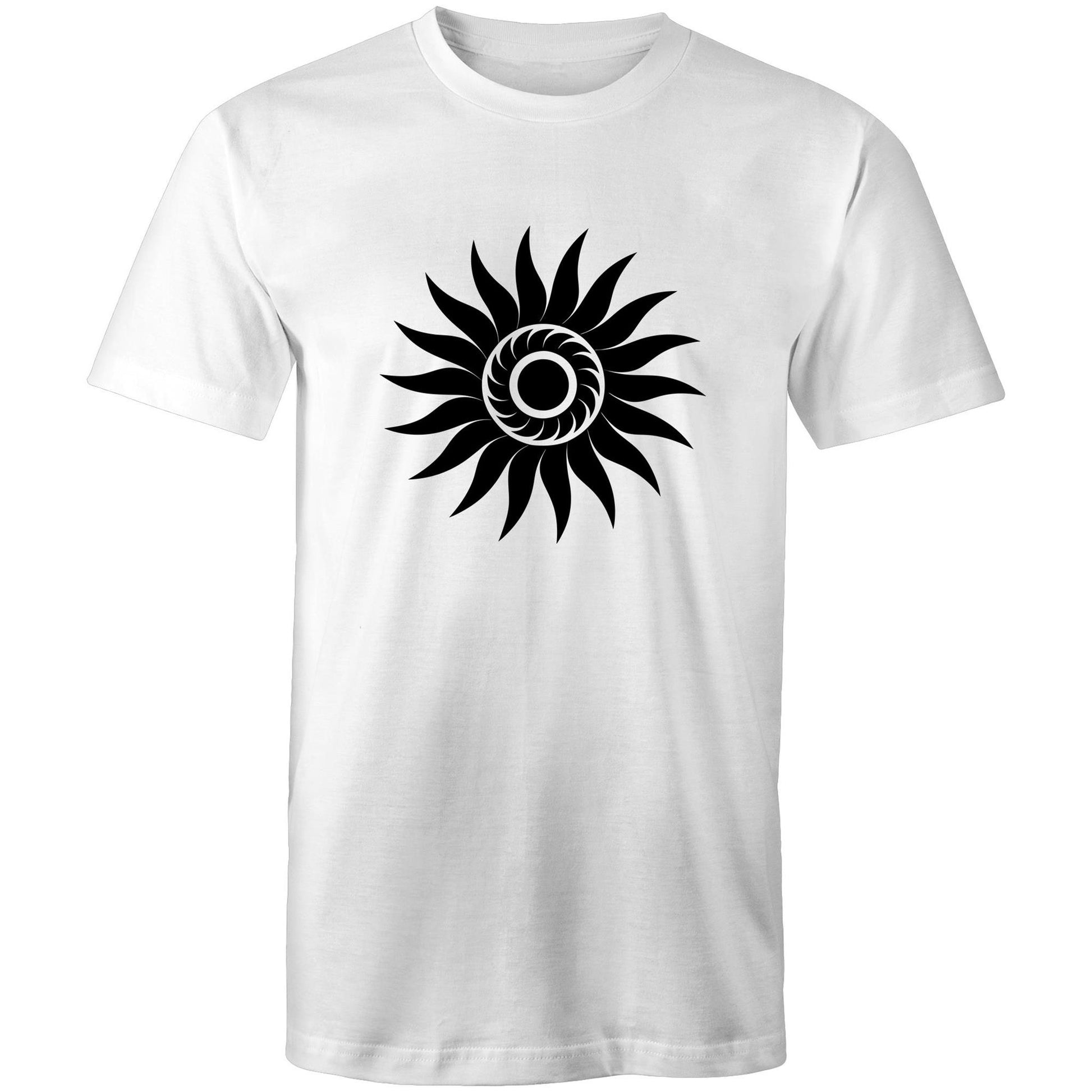 Men's Earthfolk T shirt - Spiral Sun - The Crescent Moon