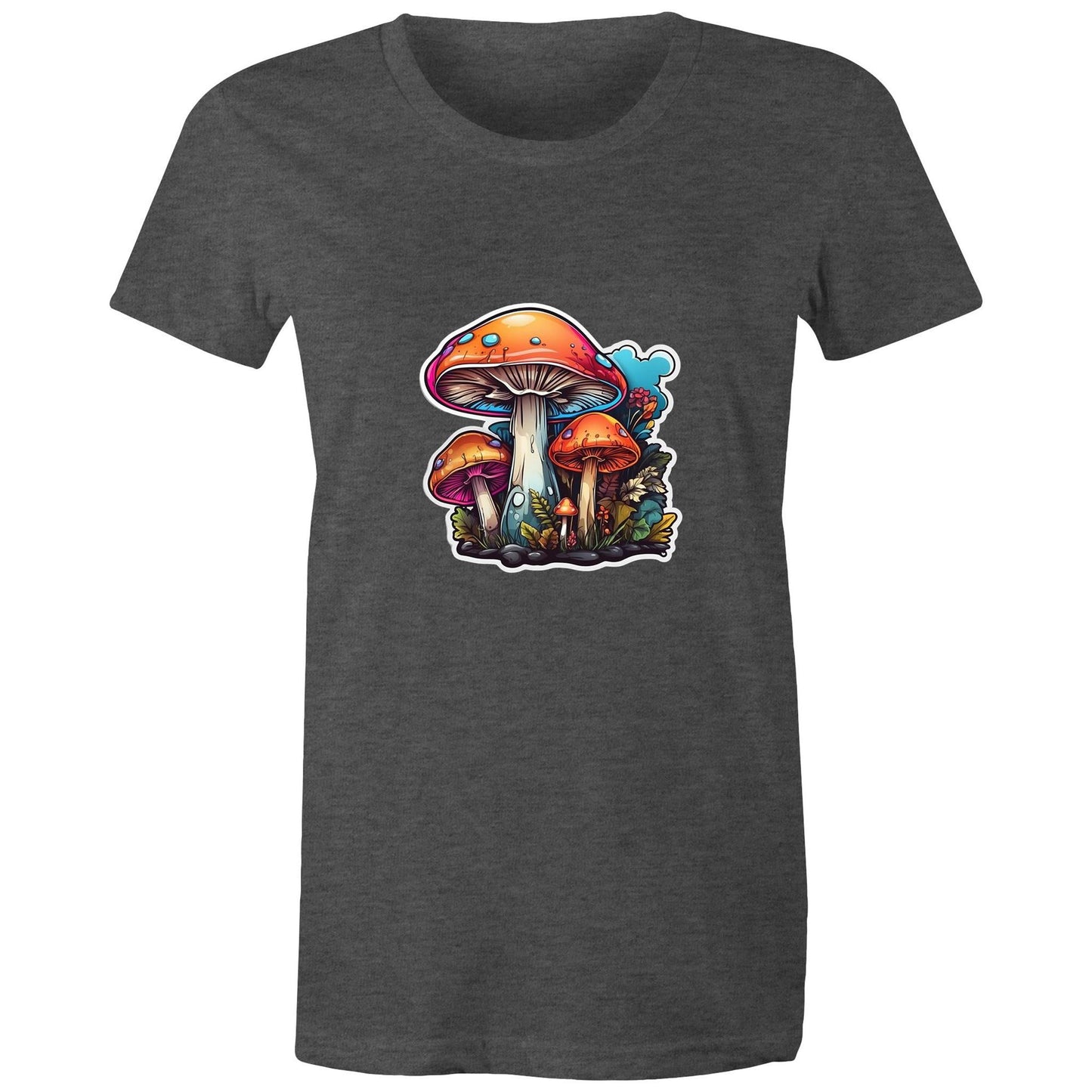 Earthfolk Printed T Shirt - Womens Relaxed Fit - Colourful Mushroom