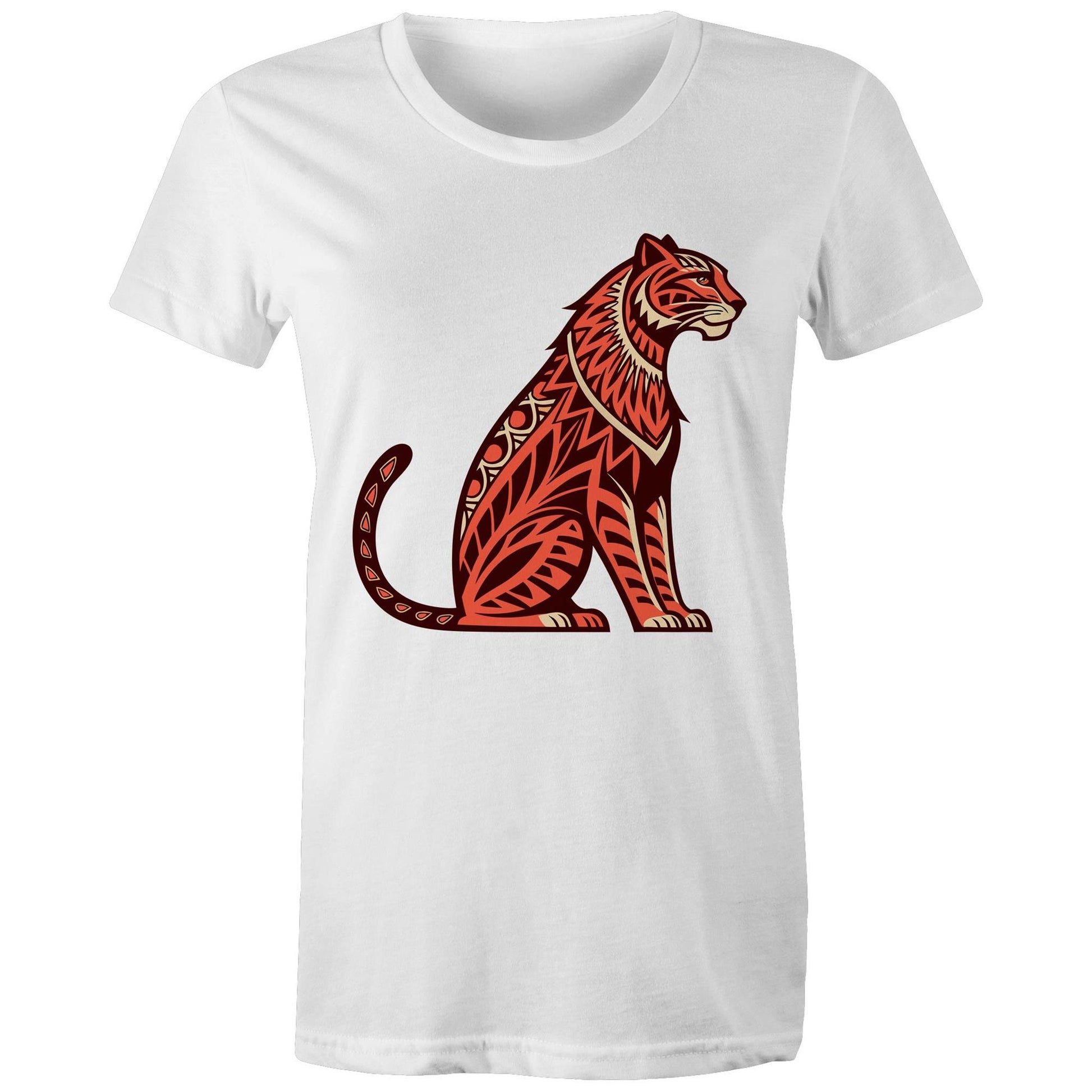Women's Earthfolk Printed T shirt - Tribal Tiger - The Crescent Moon