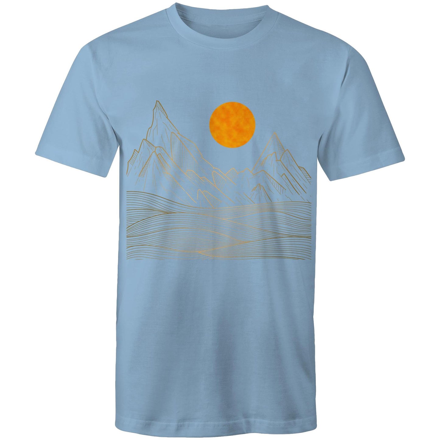 Earthfolk Printed T shirt - Mens Relaxed Fit - Mountain Sun - The Crescent Moon