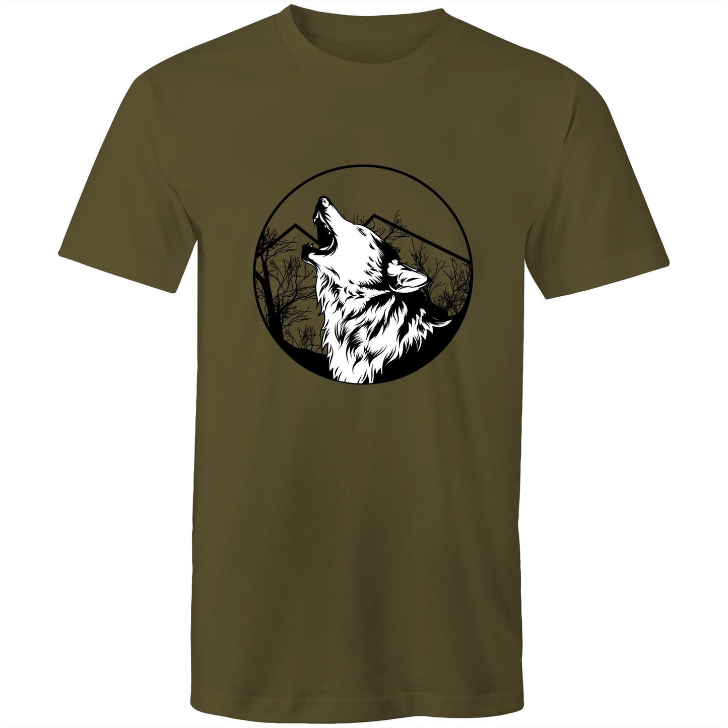 Men's Earthfolk Printed T shirt - Howling Wolf - The Crescent Moon