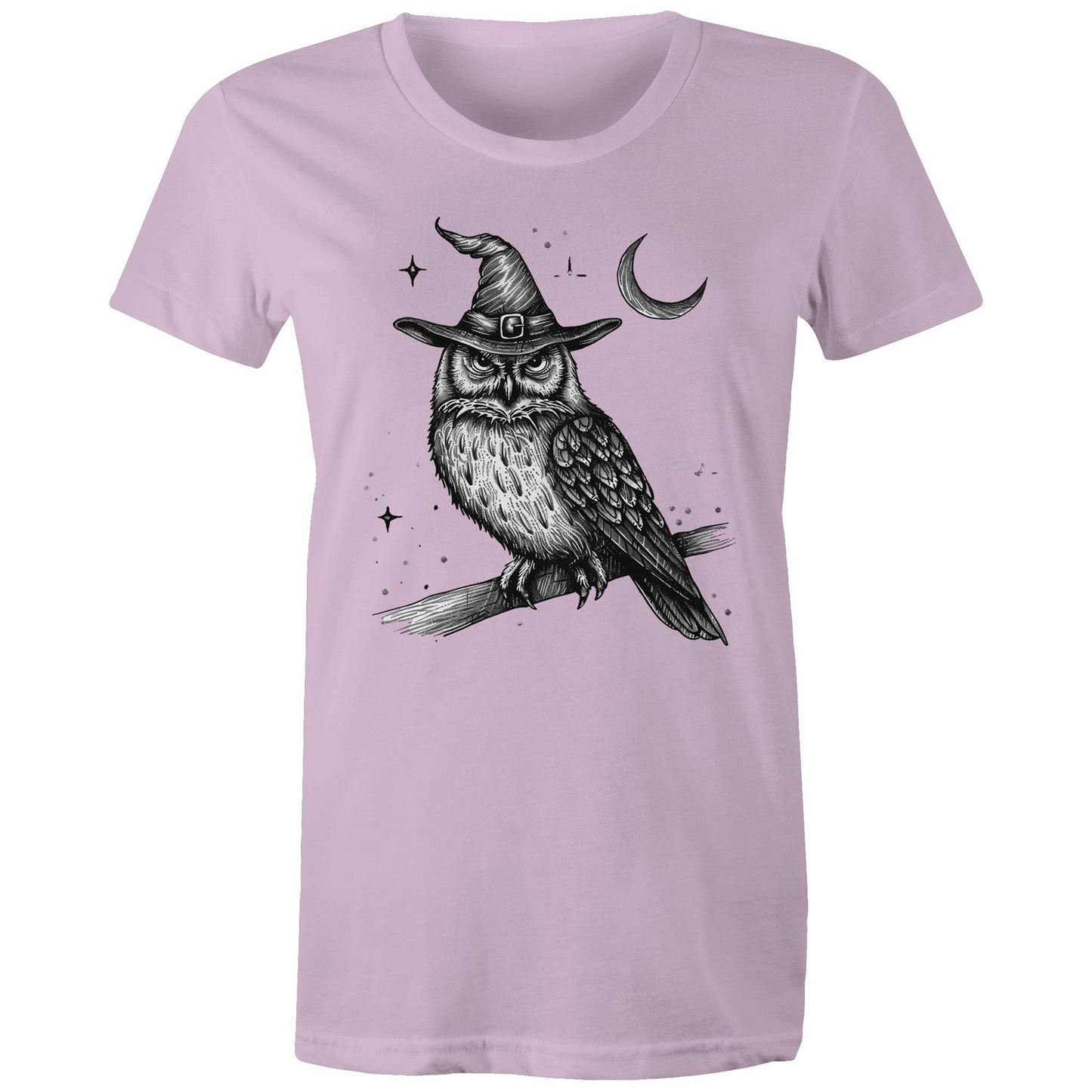 Women's Earthfolk T shirt - Owl magick - The Crescent Moon