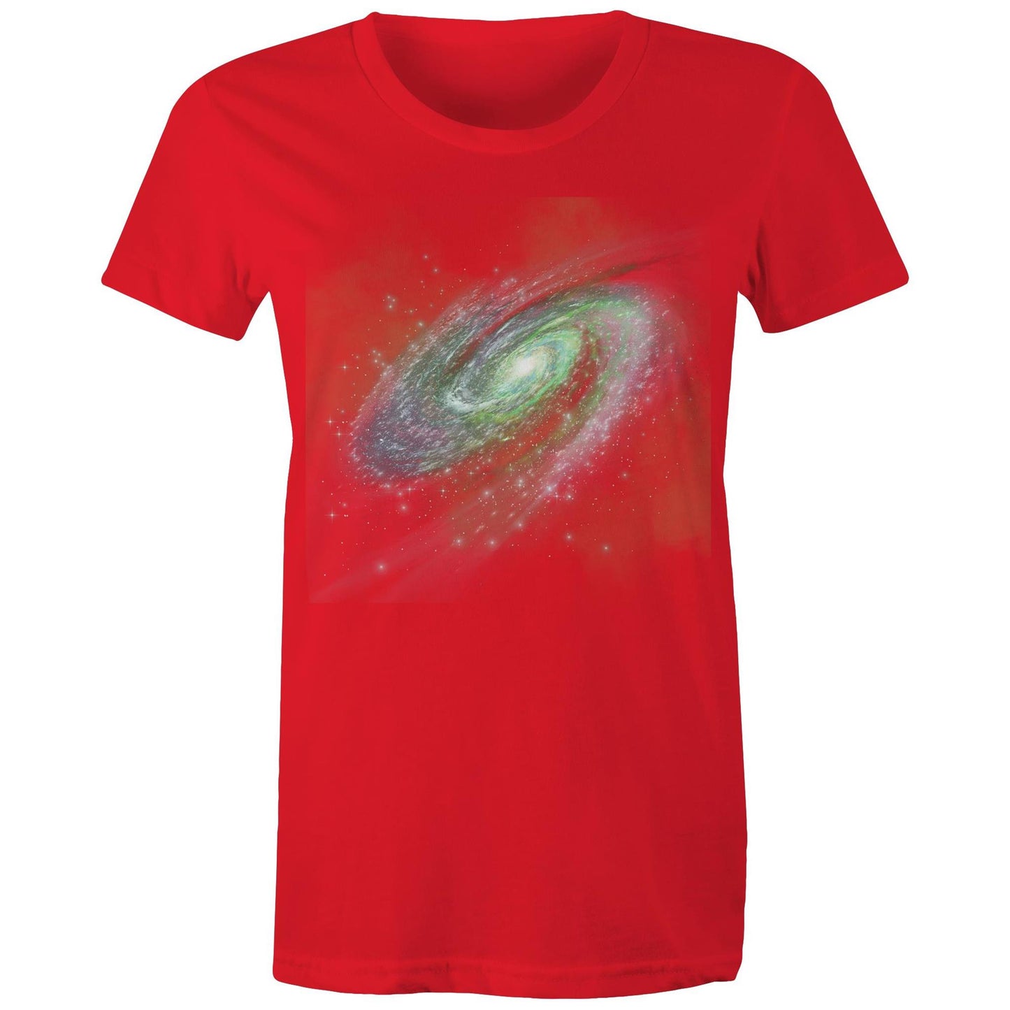 Women's Earthfolk Printed T shirt - Green Galaxy - The Crescent Moon