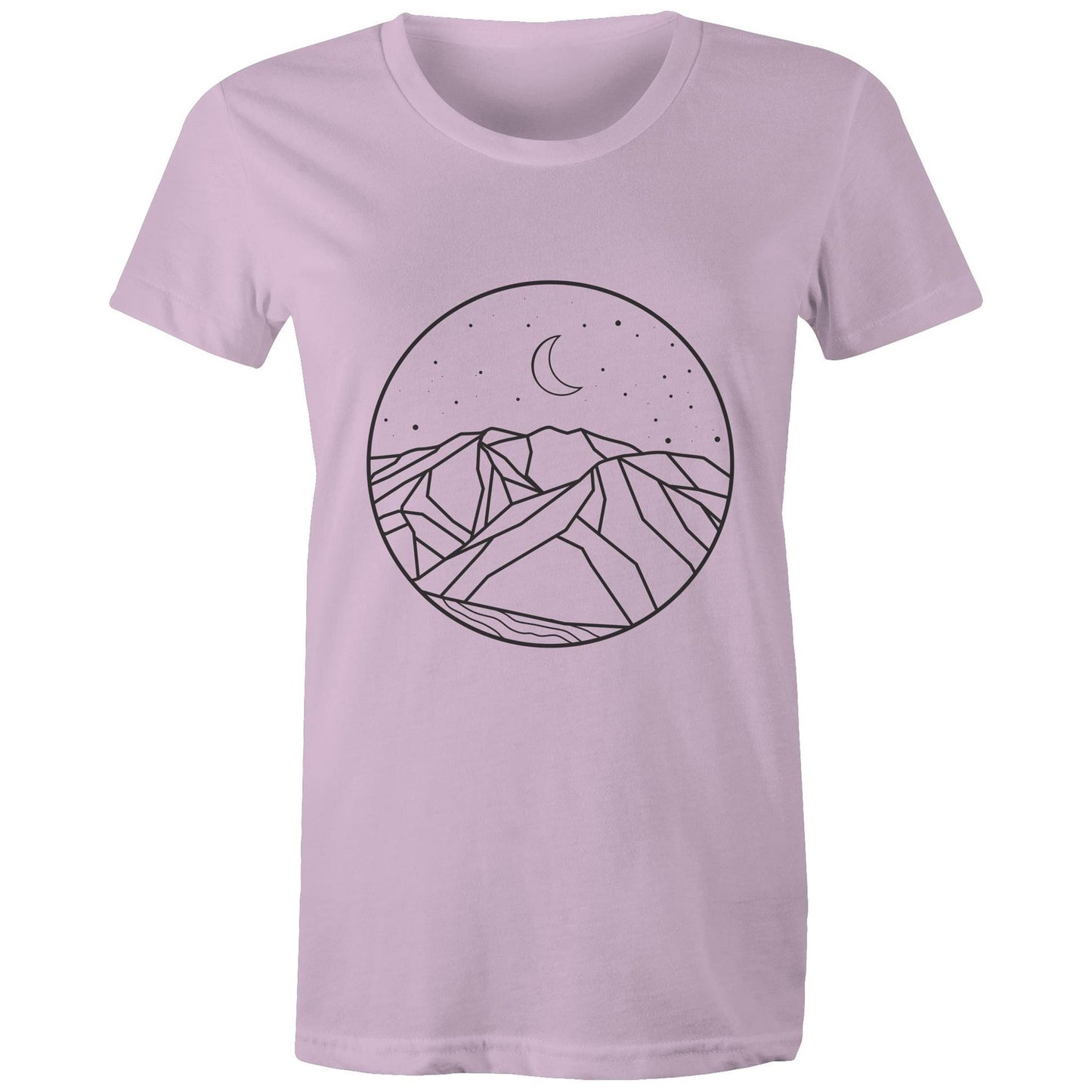 Women's Earthfolk Printed T shirt - Moon Mountain - The Crescent Moon