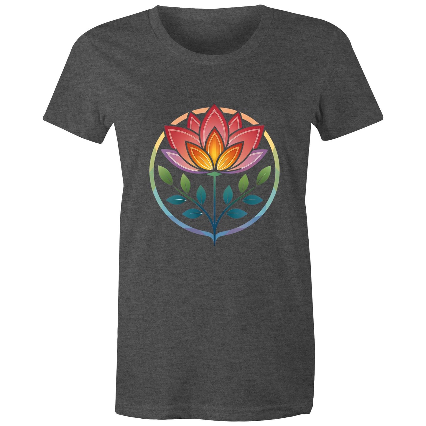Women's Earthfolk T shirt - Radiant Lotus - The Crescent Moon