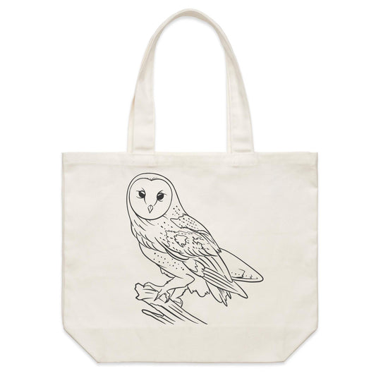 Earthfolk Canvas Tote Bag - Owl Sketch - The Crescent Moon