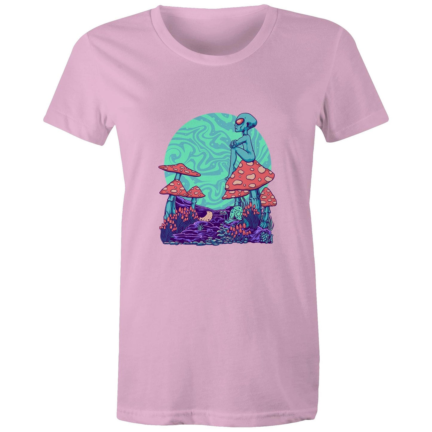 Women's Earthfolk T shirt - Trippy Vibes - The Crescent Moon