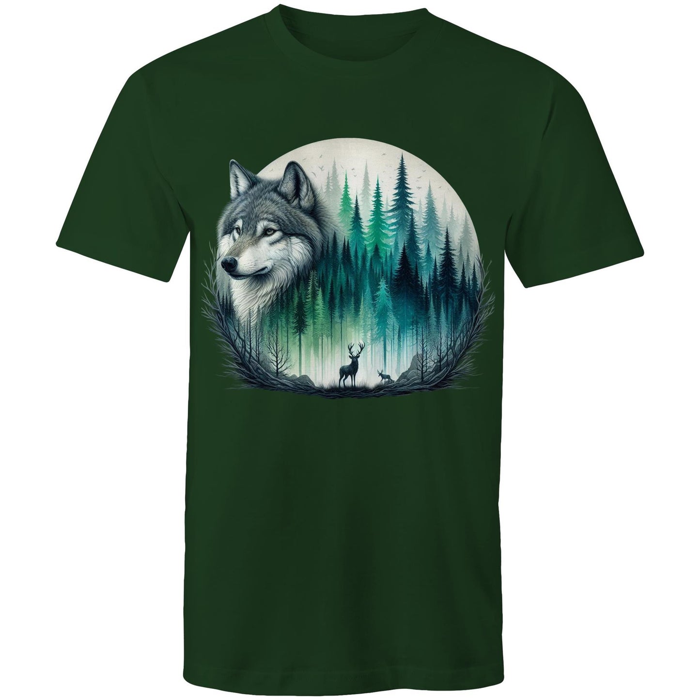 Men's Earthfolk T shirt - Wolf Landscape - The Crescent Moon